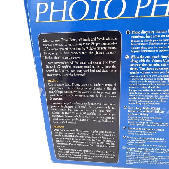 Ameriphone P-300 Clarity Amplified Photo Phone with Wall Mount Manuals and Box - Picture 10 of 16